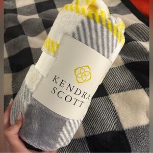 NWT Kendra Scott Yellow and Gray Striped Throw Blanket